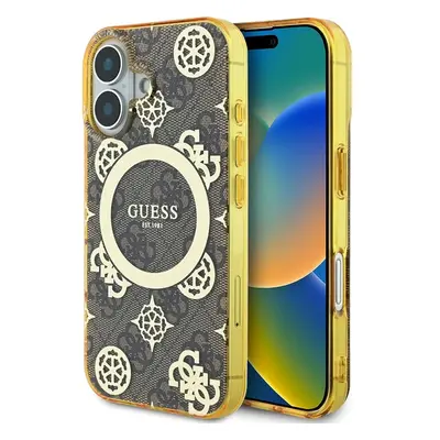 Guess IML 4G Peony MagSafe kryt pro iPhone 16 hnědý