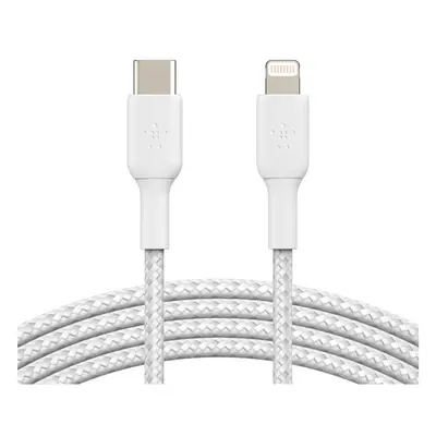 Belkin BOOST Charge Braided USB-C/Lightning odolný kabel, 2m, bílý