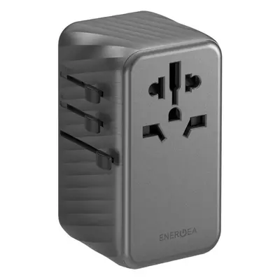 ENERGEA TravelWorld adaptér GaN120 s USB-C a USB-A porty šedý