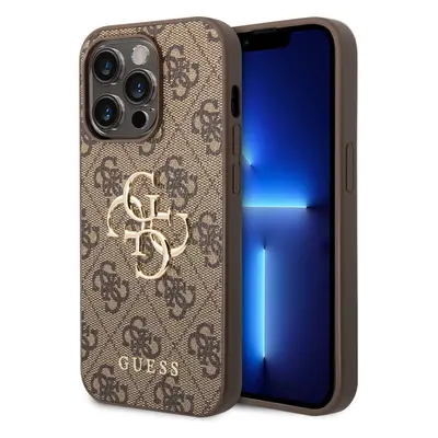 Guess PU 4G Metal Logo kryt iPhone 15 Pro hnědý