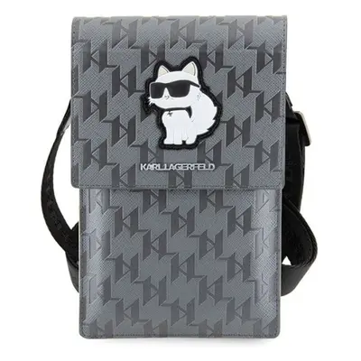 Karl Lagerfeld Saffiano Mono Choupette Universal Bag pouzdro stříbrné