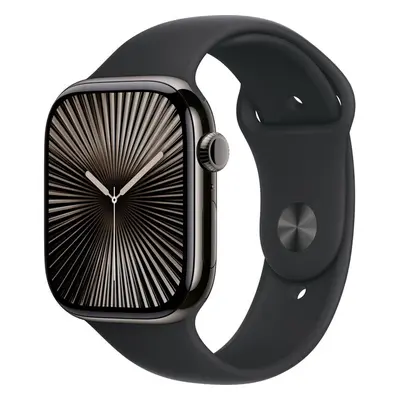 Apple Watch Series 10 Cellular 46mm Břidlicově šedý titan s černým sportovním řemínkem S/M