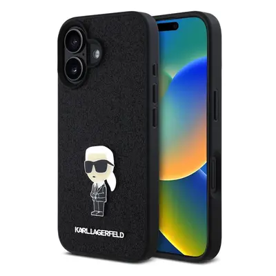 Karl Lagerfeld Fixed Glitter Metal Ikonik kryt pro iPhone 16 černý