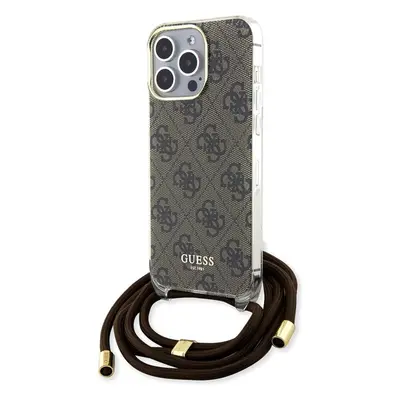 Guess IML 4G Printed Crossbody kryt iPhone 15 Pro hnědý