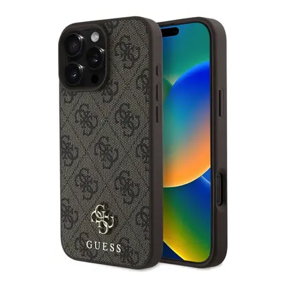 Guess PU 4G Small Metal Logo MagSafe kryt pro iPhone 16 Pro Max hnědý