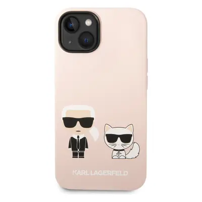 Pouzdro Karl Lagerfeld MagSafe Kompatibilní Liquid Silicone Karl and Choupette iPhone 14 Plus rů