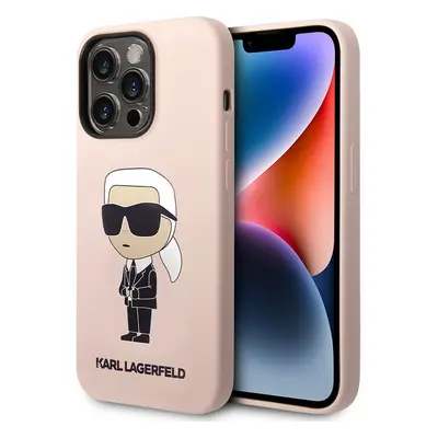 Karl Lagerfeld Liquid Silicone Ikonik NFT kryt iPhone 15 Pro Max růžový