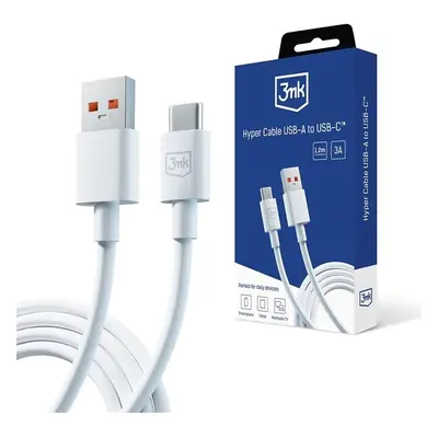 3mk Hyper Cable USB-A/USB-C datový kabel, 1,2m bílý