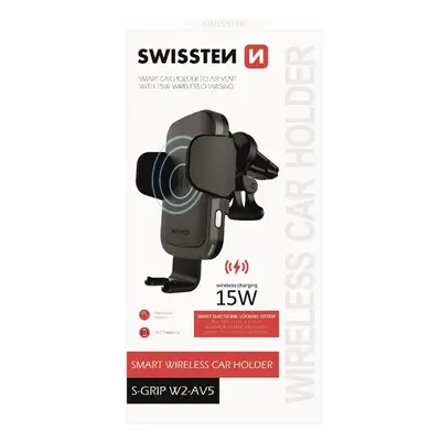 SWISSTEN S-GRIP W2-AV5 Držák do auta s bezdrátvým dobíjením 15W černý