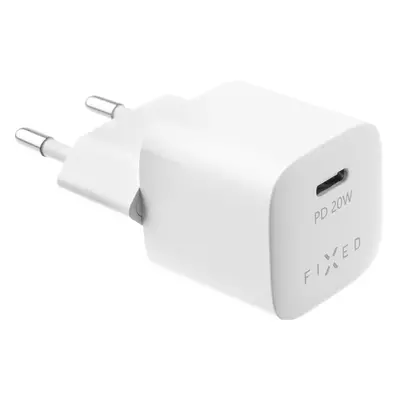 FIXED Mini nabíječka s USB-C výstupem a podporou PD 20W bílá