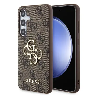 Guess PU 4G Metal Logo Zadní kryt Samsung Galaxy S24+ hnědý