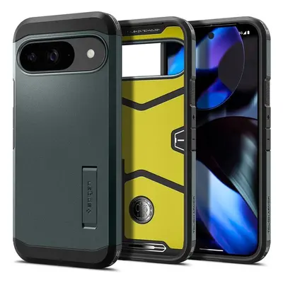 Spigen Tough Armor kryt Google Pixel 9 Pro/Pixel 9 zelený