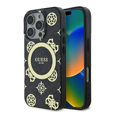 Guess IML 4G Peony MagSafe kryt pro iPhone 16 Pro černý