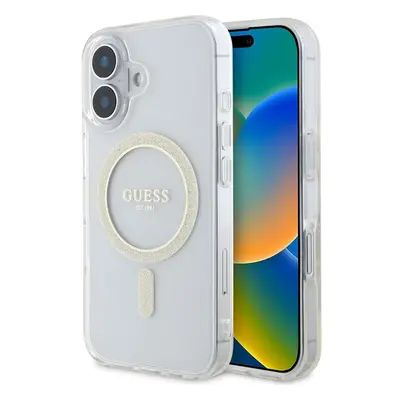 Guess IML Glitter Ring MagSafe kryt pro iPhone 16 čirý