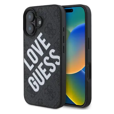 Guess PU Leather 4G Big Love Logo MagSafe kryt pro iPhone 16 černý