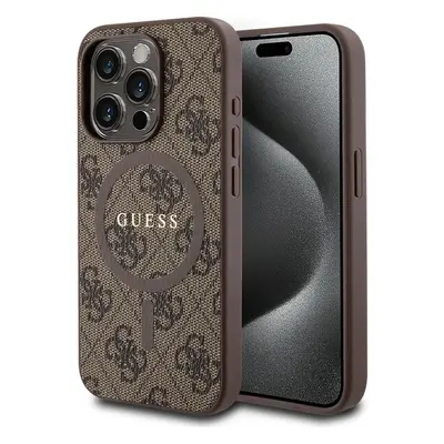 Guess PU Leather 4G Colored Ring MagSafe kryt iPhone 15 Pro Max hnědý