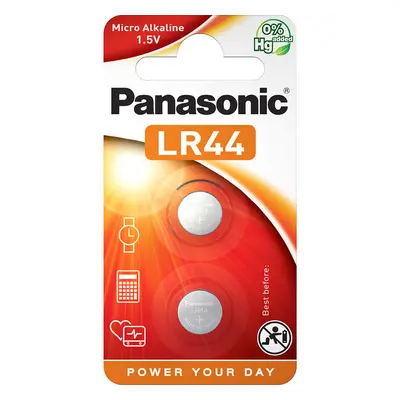 Panasonic LR44 alkalická knoflíková baterie, 2 ks