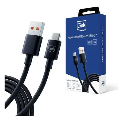 3mk Hyper Cable USB-A/USB-C datový kabel, 1,2m černý