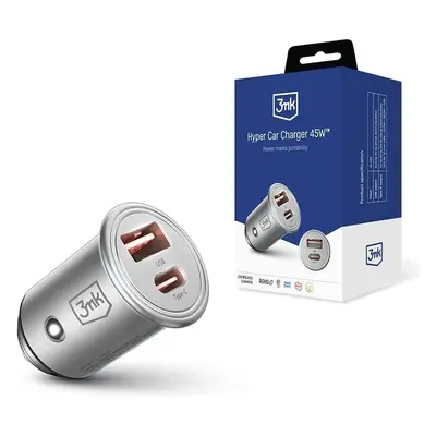 3mk Hyper Car Charger 45W nabíječka do auta, USB-A/USB-C (PD)