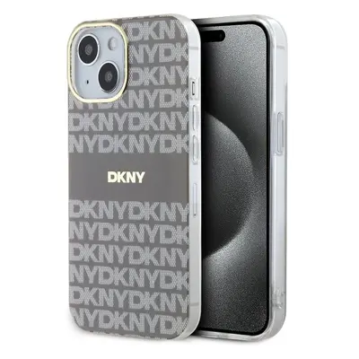 DKNY PC/TPU Repeat Pattern Tonal Stripe Magsafe kryt iPhone 14 béžový