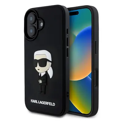 Karl Lagerfeld 3D Rubber Ikonik kryt pro iPhone 16 černý