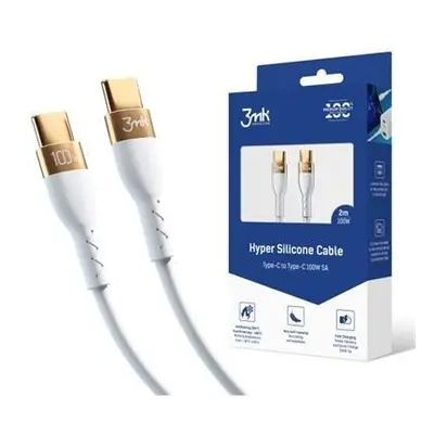 3mk Hyper Silicone Cable USB-C/USB-C datový kabel, 2m, 100W bílý