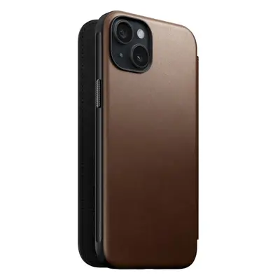 Nomad Modern Leather Folio, brown - iPhone 15 Plus (NM01625285) Hnědá