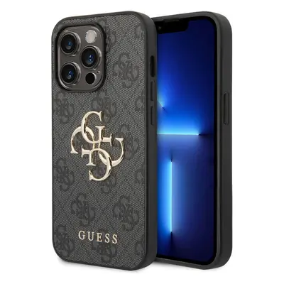 Guess PU 4G Metal Logo kryt iPhone 15 Pro Max šedý