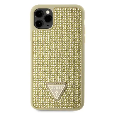 Guess Rhinestones Triangle Metal Logo kryt pro iPhone 11 Pro Max zlatý