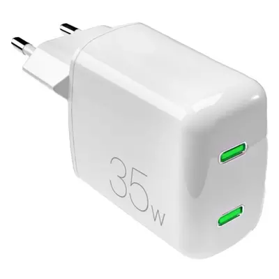 PURO MiniPro GaN nabíječka s 2x USB-C (35W) bílá