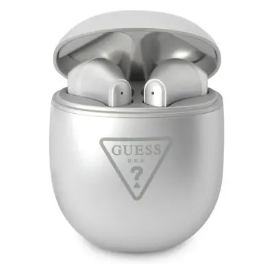 Guess True Wireless Triangle Logo BT5.0 4H Stereo Earphones Glossy Silver