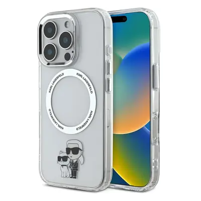 Karl Lagerfeld IML Karl and Choupette MagSafe kryt pro iPhone 16 Pro Max čirý