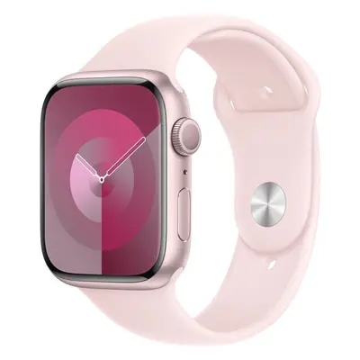 Apple Watch Series 9 45mm Růžový hliník se světle růžovým sportovním řemínkem S/M Růžová