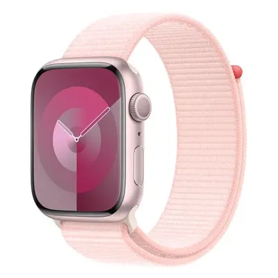 Apple Watch Series 9 45mm Růžový hliník se světle růžovým provlékacím řemínkem Růžová