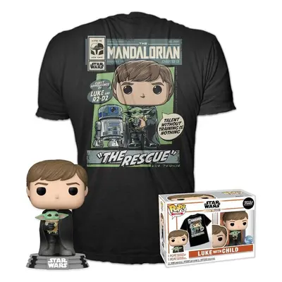 Funko Set 482 The Mandalorian Luke with Child a tričko Černá