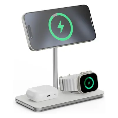 LINQ 3in1 Qi2 Wireless Charging Stand MagSafe nabíječka stříbrná/bílá