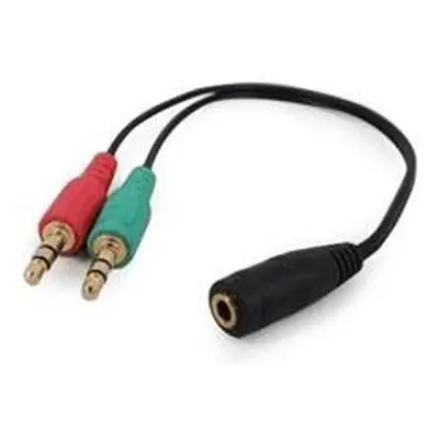 Gembird audio adaptér 3.5 mm 4-pin (F) na 2 x 3.5 mm stereo jack (M), kábel 0.2m