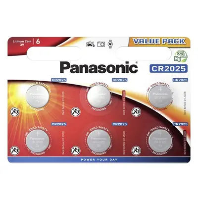 Panasonic CR2025 lithiová baterie, 6 ks