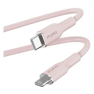 PURO Soft Lightning/USB-C kabel, 1,5 m růžový