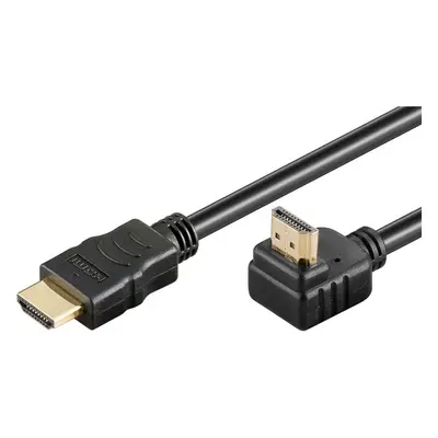 PremiumCord HDMI High Speed+Ethernet kabel, zlacený zahnutý konektor 90° 10m