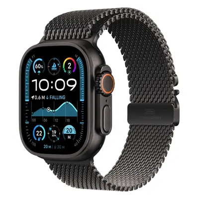 Apple Watch Ultra 2 (2024) 49mm Černý titan s černým titanovým milánským tahem S