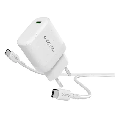 Epico Resolve 30W GaN síťová nabíječka s 1.2m USB-C kabelem - bílá 9915101100183 Bílá