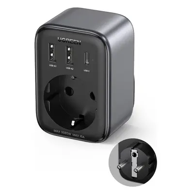 Nabíječka do sítě UGREEN 1x AC, 2x USB, 1x USB-C, 30W (90613) šedá Šedá