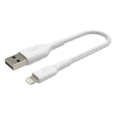 Belkin BOOST Charge Braided Lightning/USB-A odolný kabel, 15cm, bílý