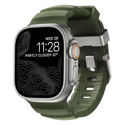 Nomad Rocky Point Band řemínek Apple Watch 49/45/44/42mm stříbrný/tmavě zelený