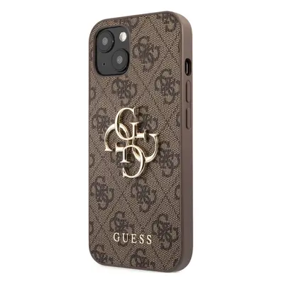 Guess PU 4G Metal Logo Case iPhone 13 hnědý