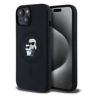 Karl Lagerfeld Liquid Silicone Karl and Choupette Magsafe zadní kryt iPhone 14 černý