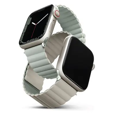 UNIQ Revix oboustranný řemínek pro Apple Watch 49/46/45/44/42mm Sage (šedolozený/béžový)