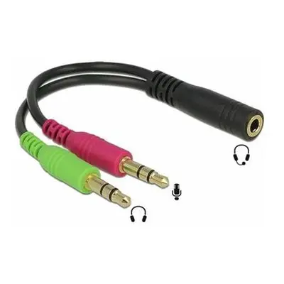 PremiumCord Adaptér 4pólový jack3,5mm pro sluchátka a mikrofon, 30cm