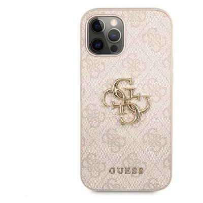 Guess PU 4G Metal Logo kryt iPhone 12/12 Pro růžový